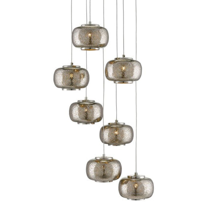 Pepper 7-Light Pendant in Painted Silver with Nickel