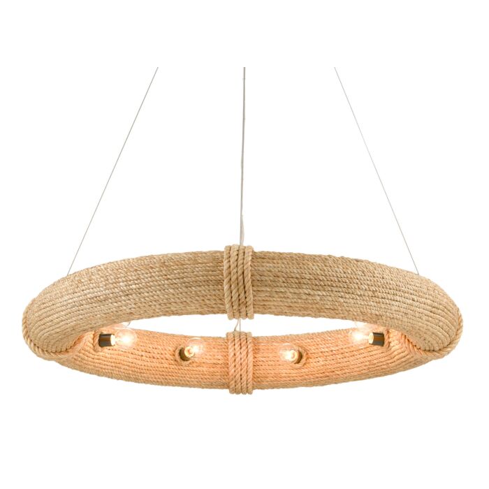 Portmeirion 8-Light Chandelier in Satin Black with Abaca Rope