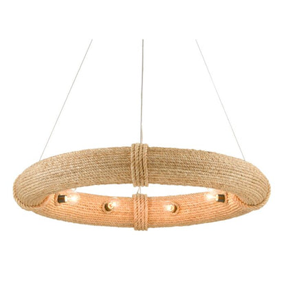 Portmeirion 8-Light Chandelier in Satin Black with Abaca Rope