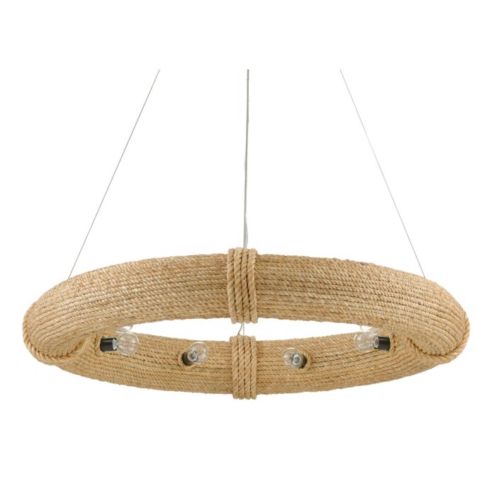 Portmeirion 8-Light Chandelier in Satin Black with Abaca Rope