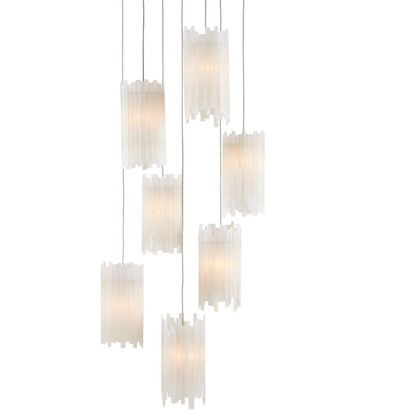 Escenia 7-Light Pendant in Natural with Painted Silver