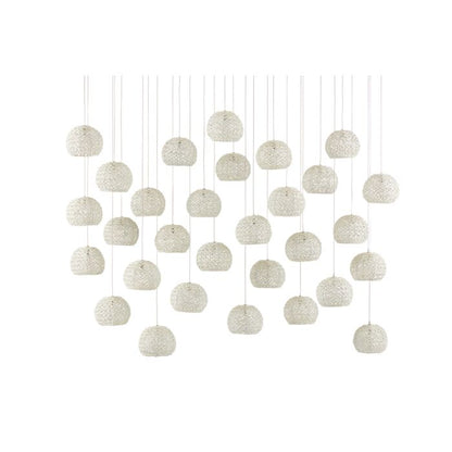 Piero 30-Light 30 Light Pendant in White with Painted Silver