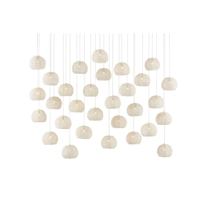 Piero 30-Light 30 Light Pendant in White with Painted Silver