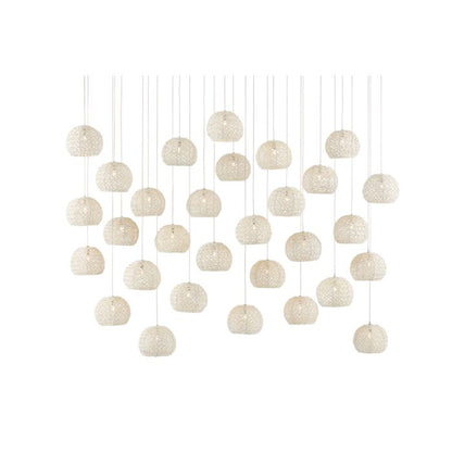 Piero 30-Light 30 Light Pendant in White with Painted Silver