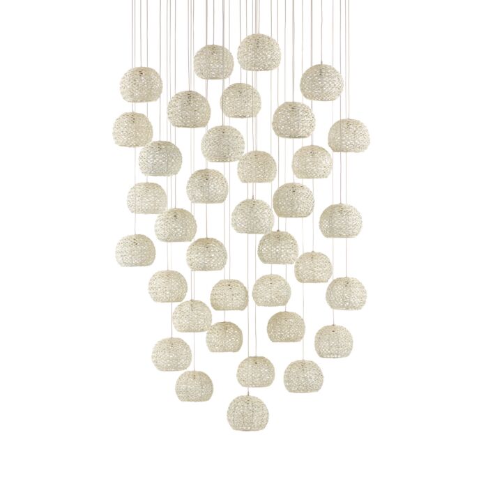 Piero 36-Light 36 Light Pendant in White with Painted Silver