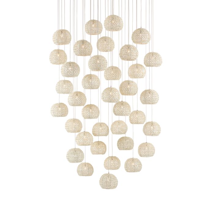 Piero 36-Light 36 Light Pendant in White with Painted Silver