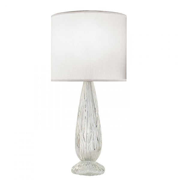 Olas Table Lamp, 1-Light, Glass, Gold Leaf Accent, White Fabric Shade, 30.5"H (900410-26ST NG1U)