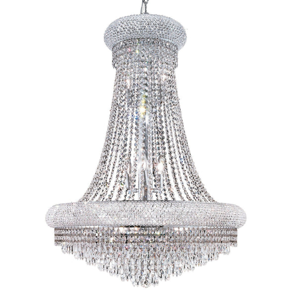 Primo Prism Chrome Fourteen-Light 28-Inch Chandelier with Royal Cut Clear Crystal