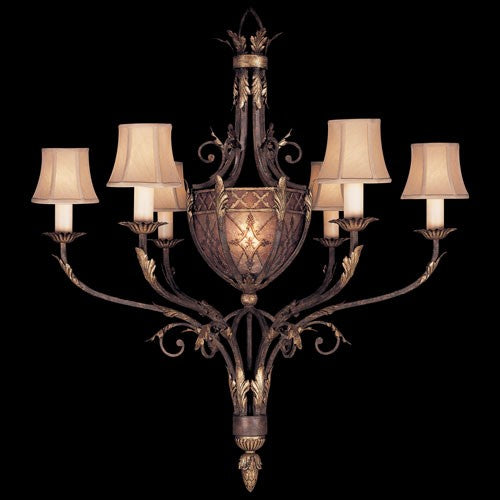 Villa 1919 Six-Light Chandelier in Rich Umber Finish and Gilded Accents