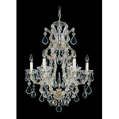 Maria Theresa Heirloom Silver Six-Light Chandelier with Clear Hand Cut Crystal