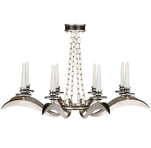 Silver Eight-Light Chandelier in Antique Silver Leaf Finish