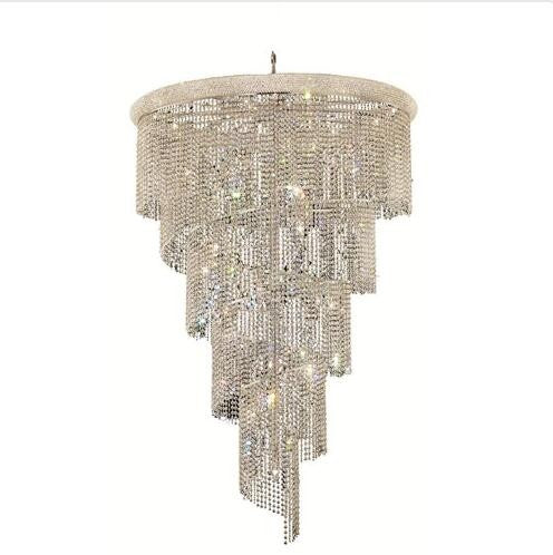 Chrome Twenty-Nine Light 48-Inch Chandelier with Royal Cut Clear Crystal