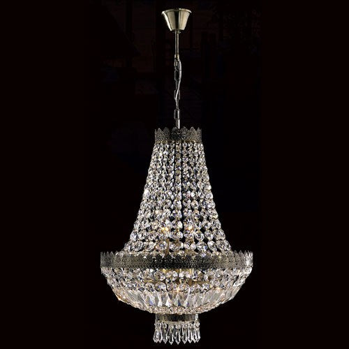 Six-Light Antique Bronze Finish with Clear-Crystals Chandelier