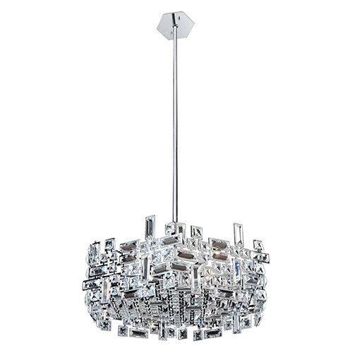 Vermeer Chrome Six-Light Hexagonal Pendant with Firenze Clear Crystal