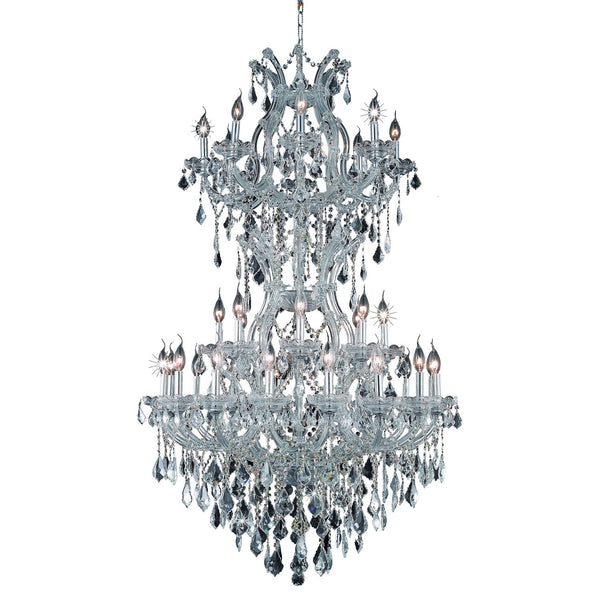 Chrome Thirty-Four Light 36-Inch Chandelier with Royal Cut Clear Crystal