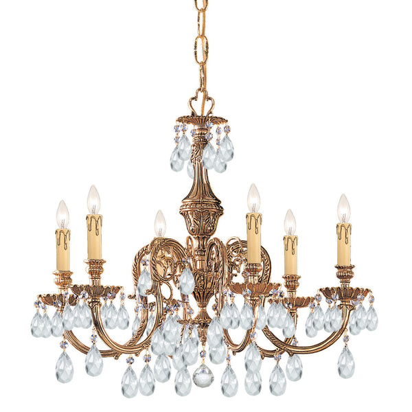 Brass Six-Light Chandelier with Swarovski Strass Crystal