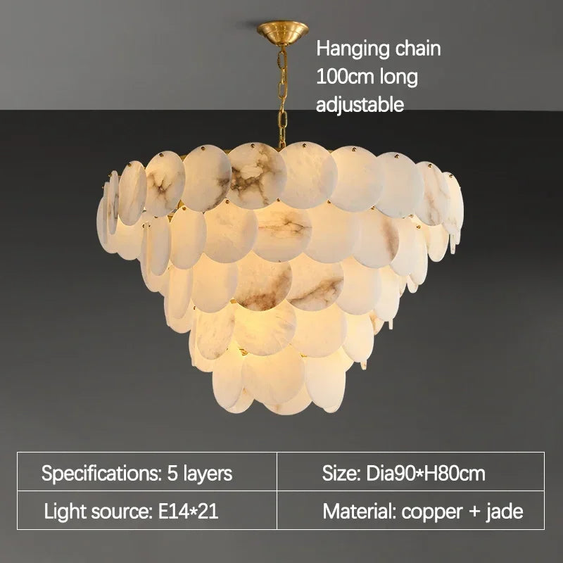 Multi-Layer Natural Marble Modern Chandelier