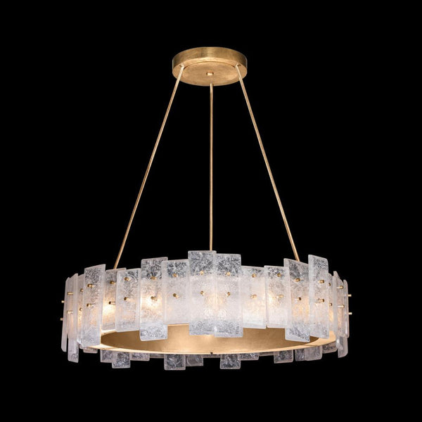 Pendant, Round, 15-Light, Gold Leaf, Cast Glass, 33"W (910340-2ST NH10)