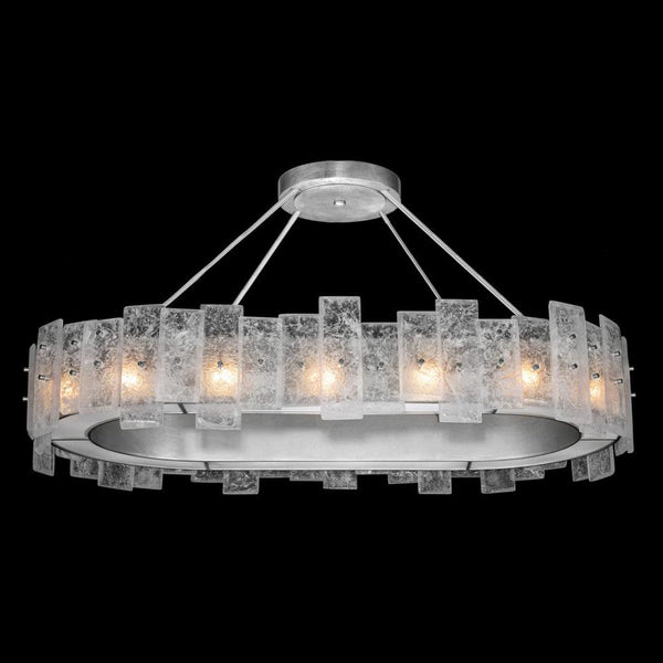 Linear Chandelier, Oblong, 16-Light, Silver Leaf, Cast Glass, 44"W (910540-1ST NH11)