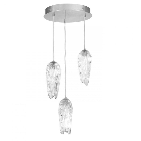 Olas Pendant, Round, 3-Light, Glass, Silver Leaf Accent, 17.5"W (911840-1ST NG1Z)