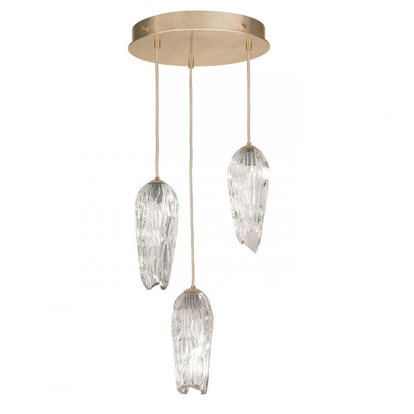 Olas Pendant, Round, 3-Light, Glass, Gold Leaf Accent, 17.5"W (911840-2ST NG20)