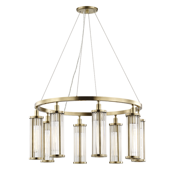 Pendant, 8-Light, Aged Brass, Clear Shade, 31.25"W (9130-AGB A2KV9)