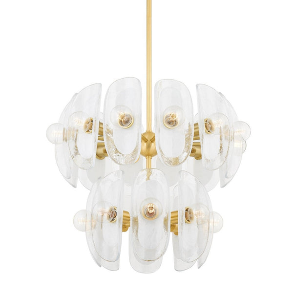 Semi Flush Mount, 20-Light, Aged Brass, Blonchino Piastre Shade, 30.75"W (9131-AGB ACJY8)