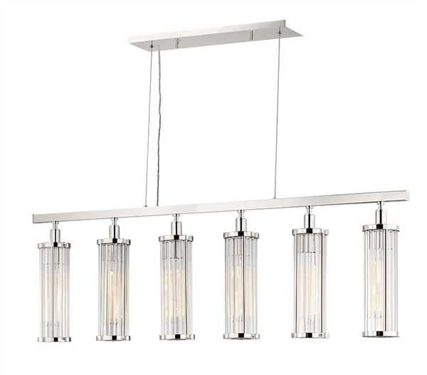 Linear Chandelier, 6-Light, Polished Nickel, 46.5"W (9146-PN A2KVF)