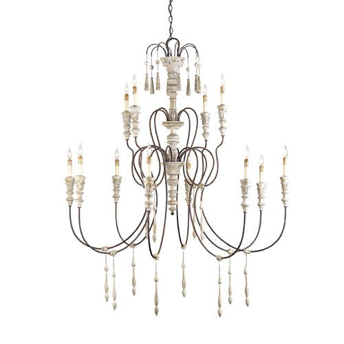 Hannah Stockholm White/Rust Twelve-Light Large Chandelier