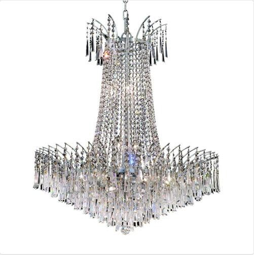 Chrome Sixteen-Light Chandelier with Clear Royal Cut Crystals