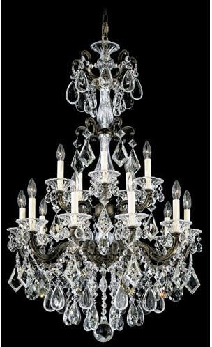 Bronze Umber 15-Light Clear Heritage Handcut Crystal Chandelier, 28W x 45H x 28D