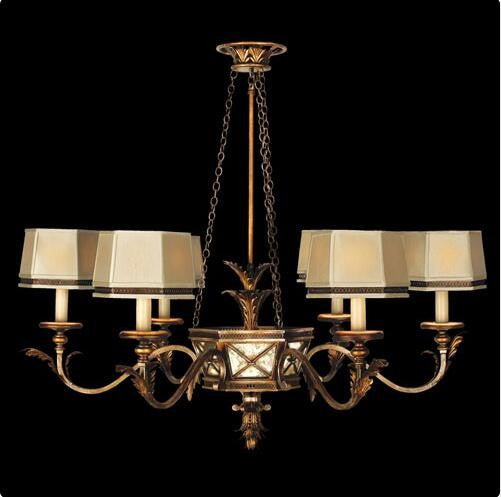 Six-Light Chandelier in Rustic Burnished Gold Finish with Silver Highlights