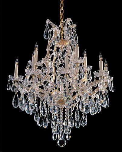 Gold Thirteen-Light Chandelier with Swarovski Strass Crystal