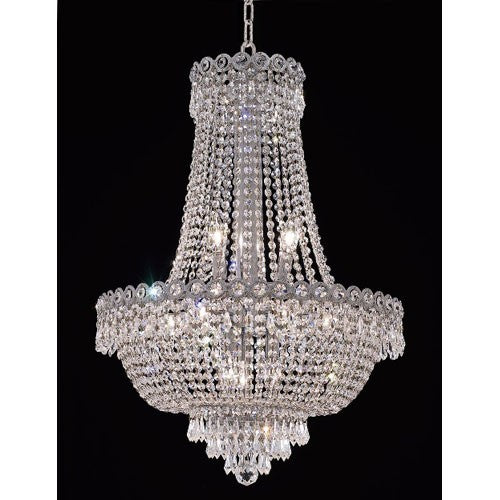 Chrome Twelve-Light 20-Inch Chandelier with Royal Cut Clear Crystal