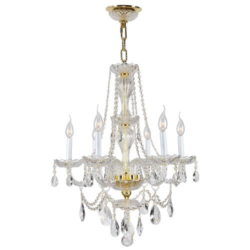 Polished Gold Six-Light Chandelier