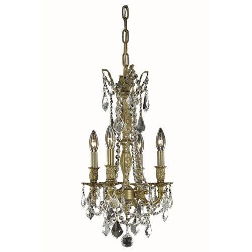 Antique Bronze Four-Light Chandelier with Royal Cut Crystal