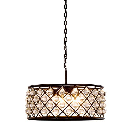 Madison Mocha Brown Six-Light Pendant with Smooth Clear Crystals