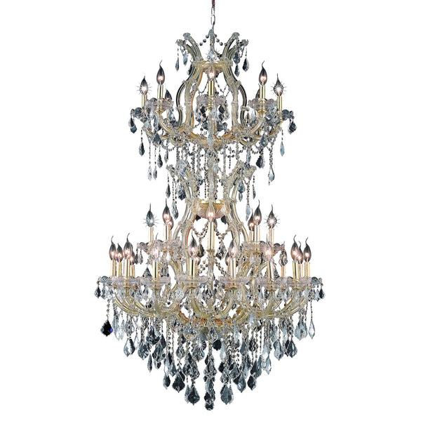 Gold Thirty-Four Light 36-Inch Chandelier with Royal Cut Clear Crystal