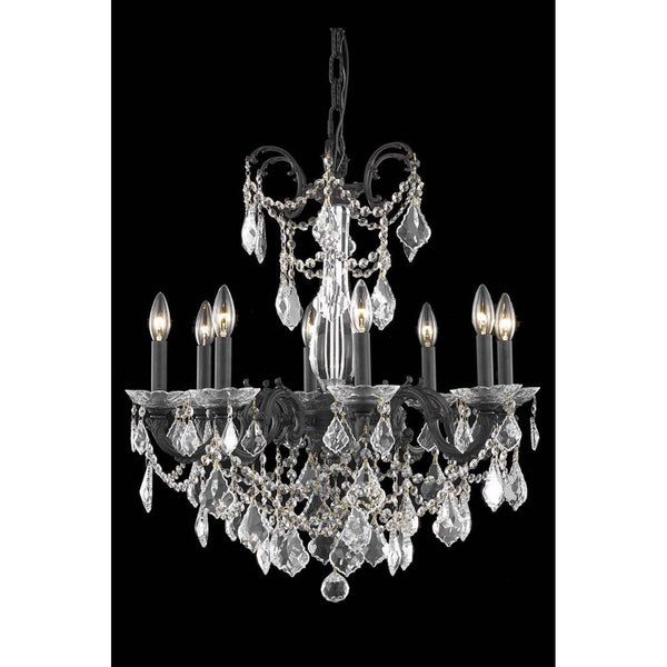 Athena Dark Bronze Eight-Light Chandelier with Royal Cut Crystal