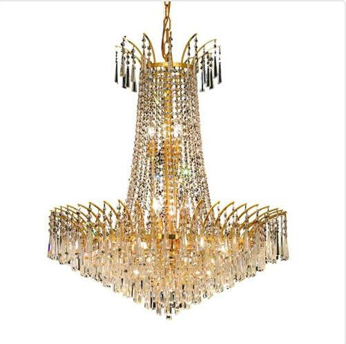 Gold Sixteen-Light Chandelier with Clear Royal Cut Crystals