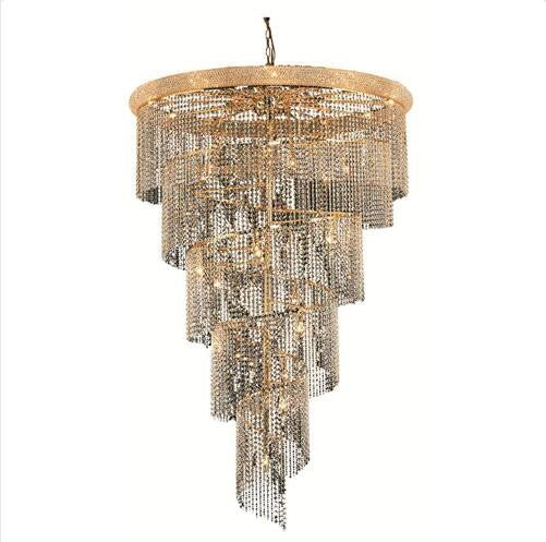 Gold Twenty-Nine Light 48-Inch Chandelier with Royal Cut Clear Crystal