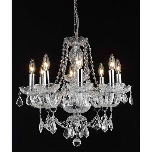 Chrome Eight-Light 20-Inch Chandelier with Royal Cut Clear Crystal