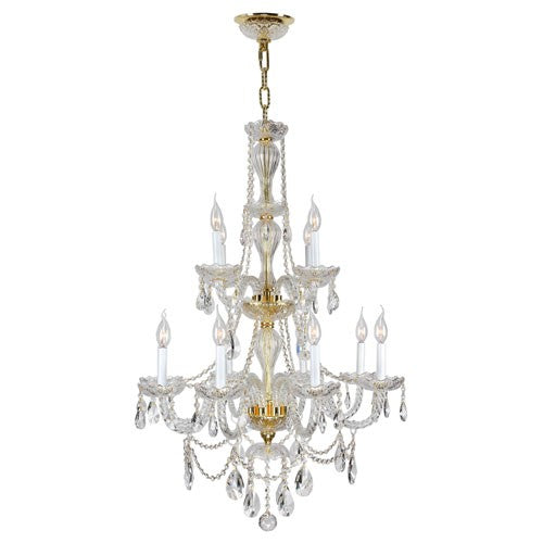 Polished Gold Twelve-Light Chandelier