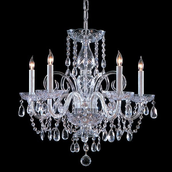 5 Light Bohemian Crystal Chandelier, Chrome