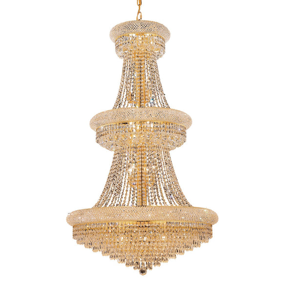 Gold Thirty-Two Light 30-Inch Chandelier with Royal Cut Clear Crystal