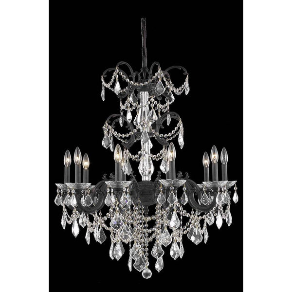 Dark Bronze 10-Light Chandelier with Royal Cut Crystal