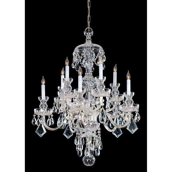 Polished Brass Ten-Light Chandelier with Swarovski Spectra Crystals