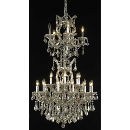 Maria Theresa Golden Teak Twenty-Five Light Chandelier with Golden Teak/Smoky Royal Cut Crystals