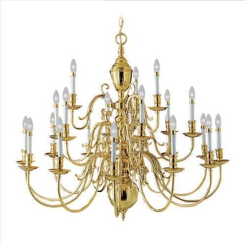 Twenty-One-Light Polished Brass Chandelier