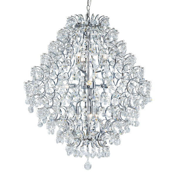 Polished Chrome Nine Light Adjustable Chandelier